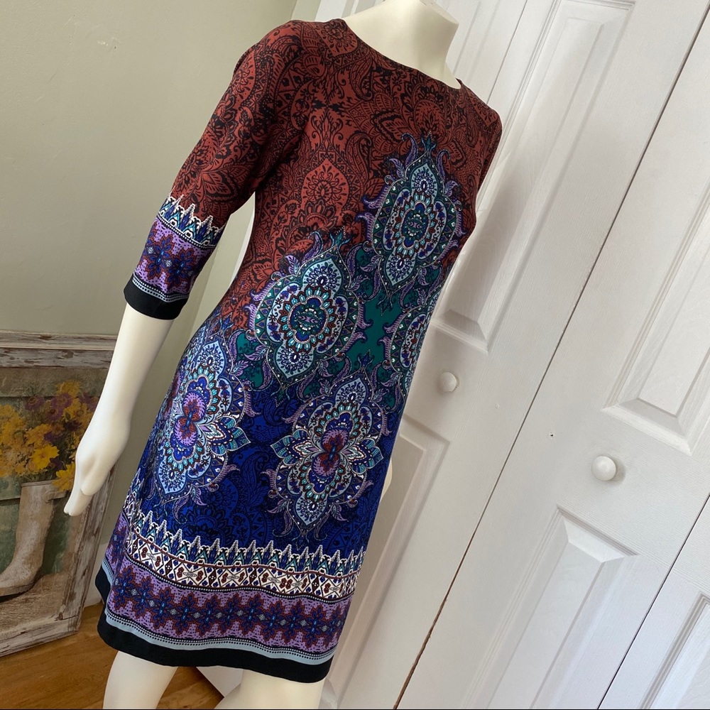 💎 London Times // Paisley Long Sleeve Midi Dress